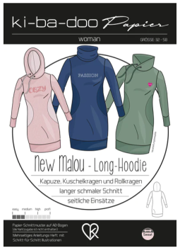 Papierschnittmuster Long-Hoodie Malou von ki-ba-doo